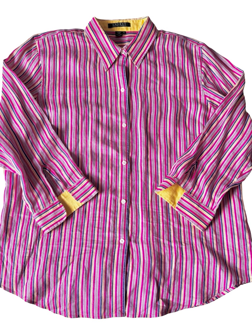 Lauren Ralph Lauren Women’s 100% Linen Striped Button Up Shirt Size XL